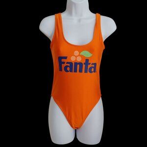 Coca Cola Fanta Novelty One Piece Swimsuit S  Orange Brand Logo